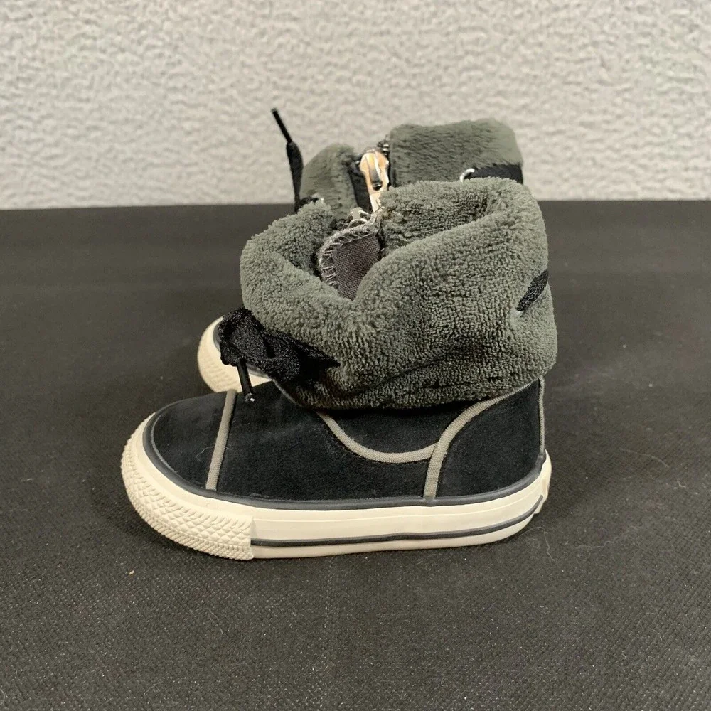 Converse Black Suede Ankle Boot Side Zip Size Us Kid Size 4C‎ EUC